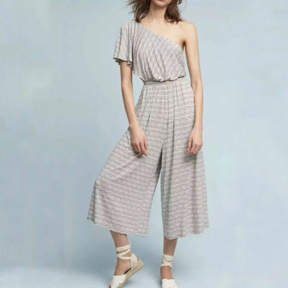 Maeve Jamie One Shoulder Wide Leg Jumpsuit Medium - Picture 1 of 7